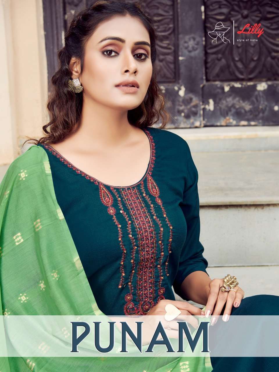 lilly style of india punam series 4001-4007 chinon slub viscose suit 