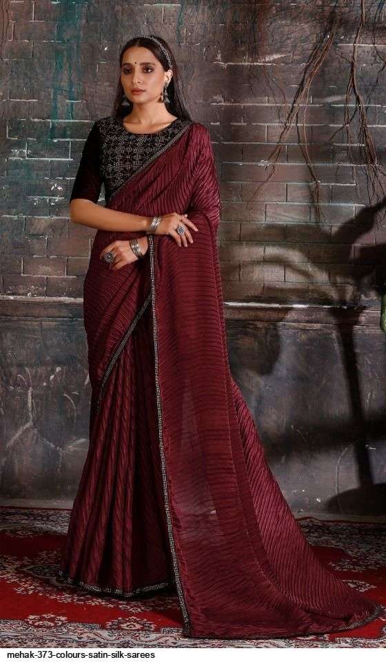mehak sarees 373 series satin silk with pleated saree