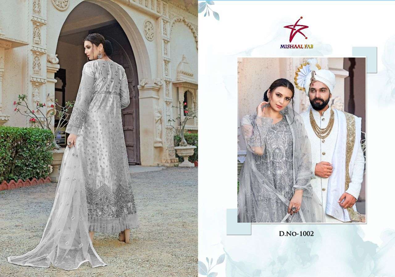 MISHAAL FAB RANG SAGA DESIGNER NET SUIT 