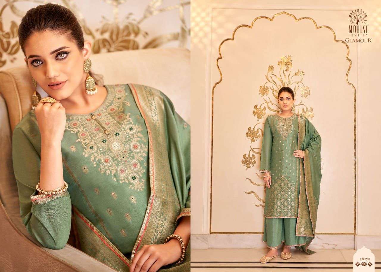 MOHINI GLAMOUR VOL-112 DESIGNER PURE VISCOSE DOLA JACQUARD SUIT 