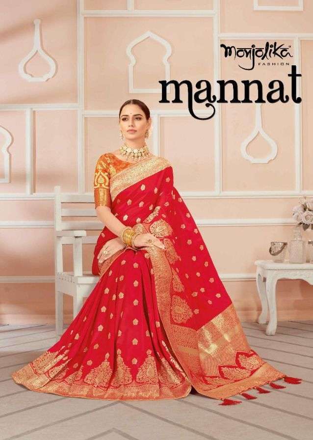 monjolika mannat silk series 4501-4507 banarasi silk saree