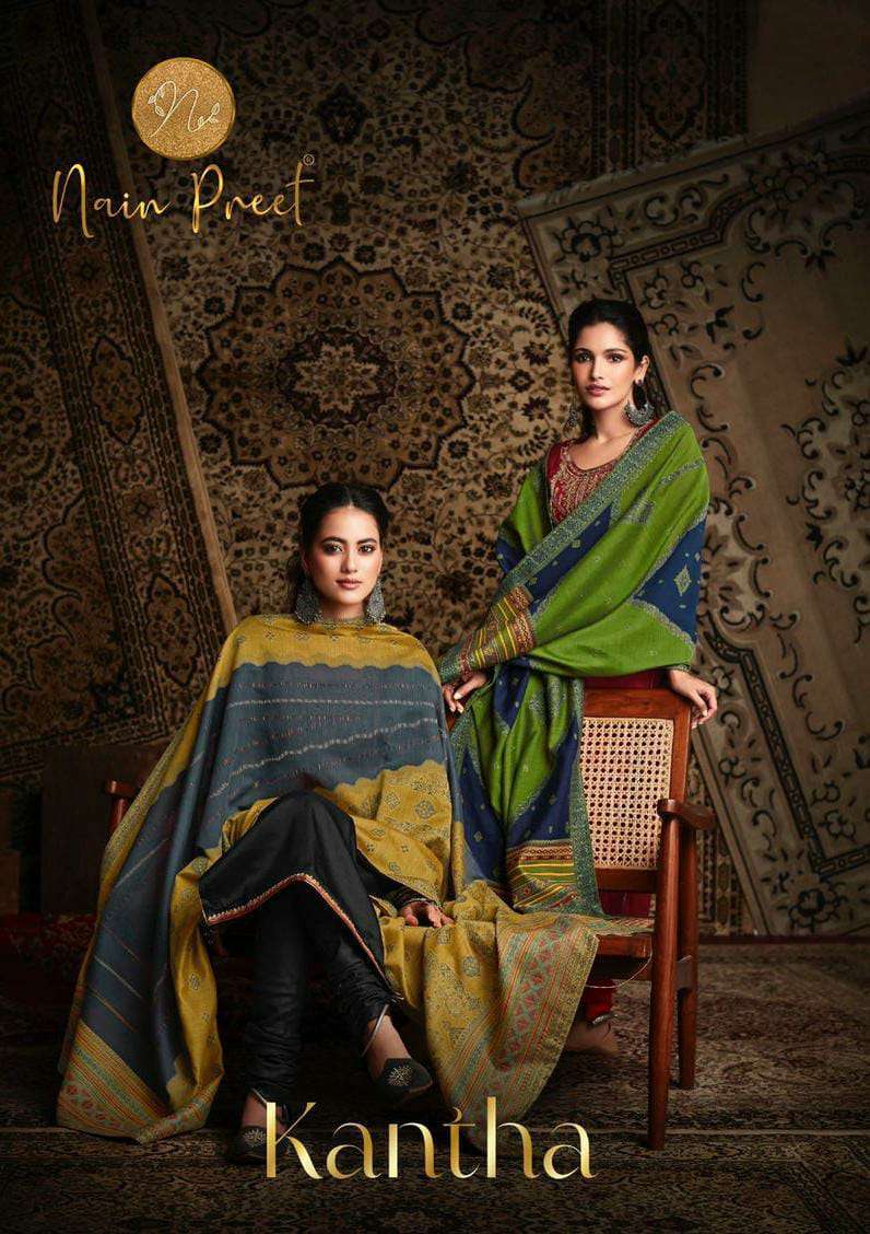 mumtaz arts kantha series 4001-4006 pure tussar silk suit