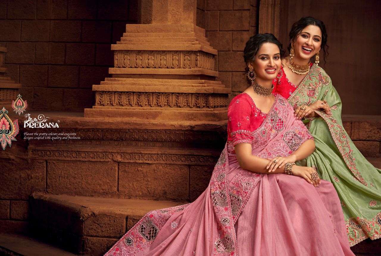 prerana series 1401-1409 organza net saree 