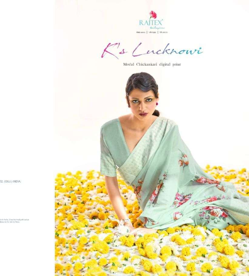 RAJTEX KS LUCKNOWI DESIGNER MODAL CHIKANKARI DIGITAL PRINT SAREE