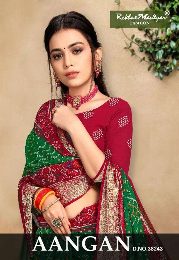 rekha maniyar aangan series 1001-1008 chiffon viscose Jacquard saree