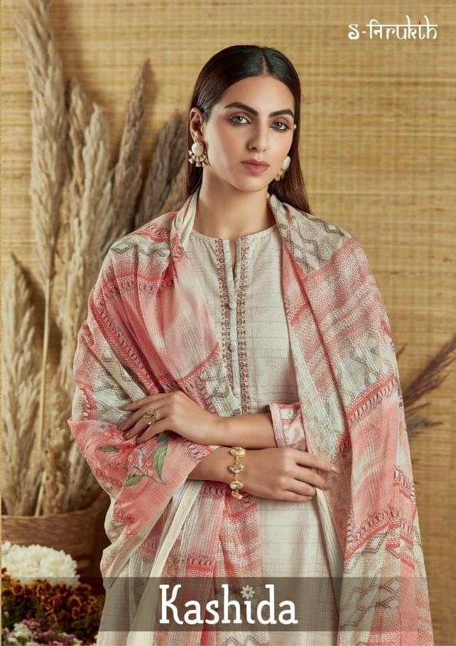 s-nirukth kashida cambric comb print suit with embroidery 