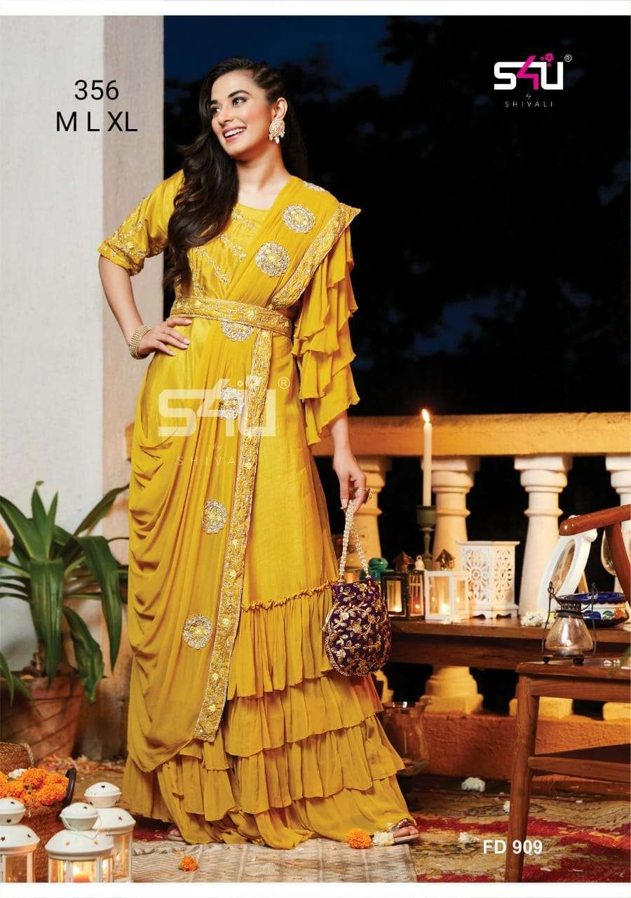 s4u 356 design combo set of party wear dress frill pattern