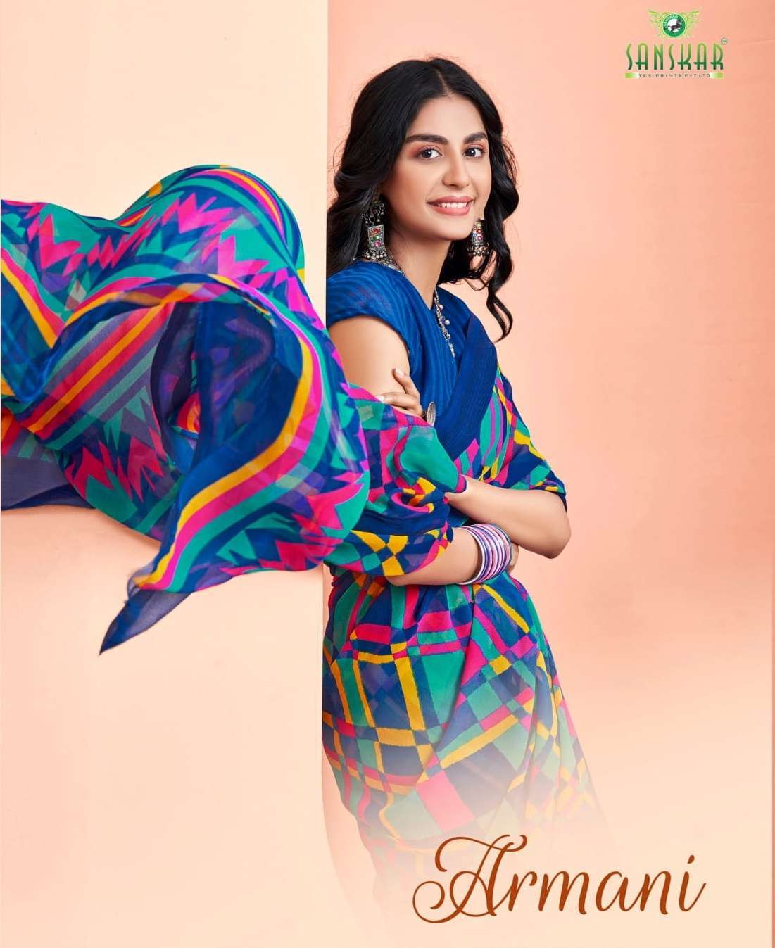 sanskar tex armani series 1001-1012 Bember Georgette saree