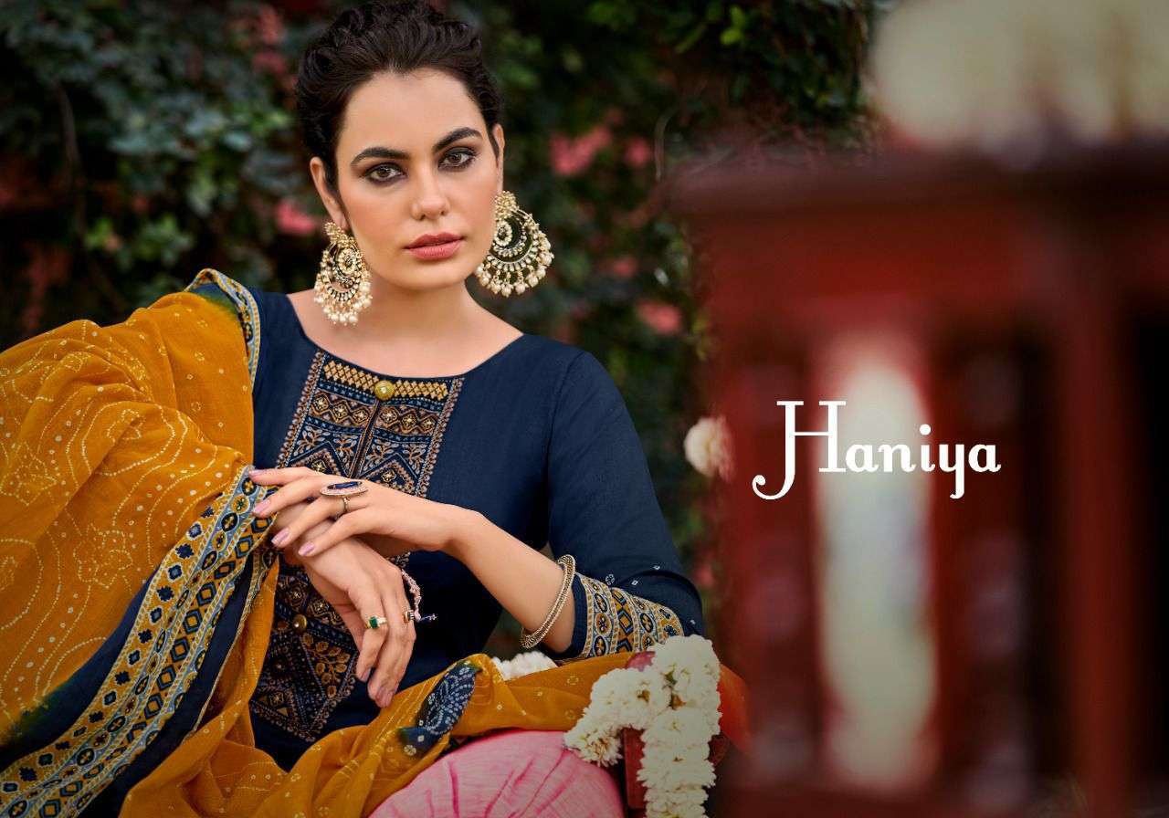 sargam prints haniya series 1001-1008 pure jam embroidery suit 