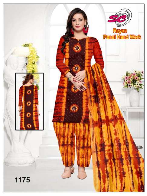 SC Reyon Penal Hand work series 1171-1175 Rayon Cotton suit 