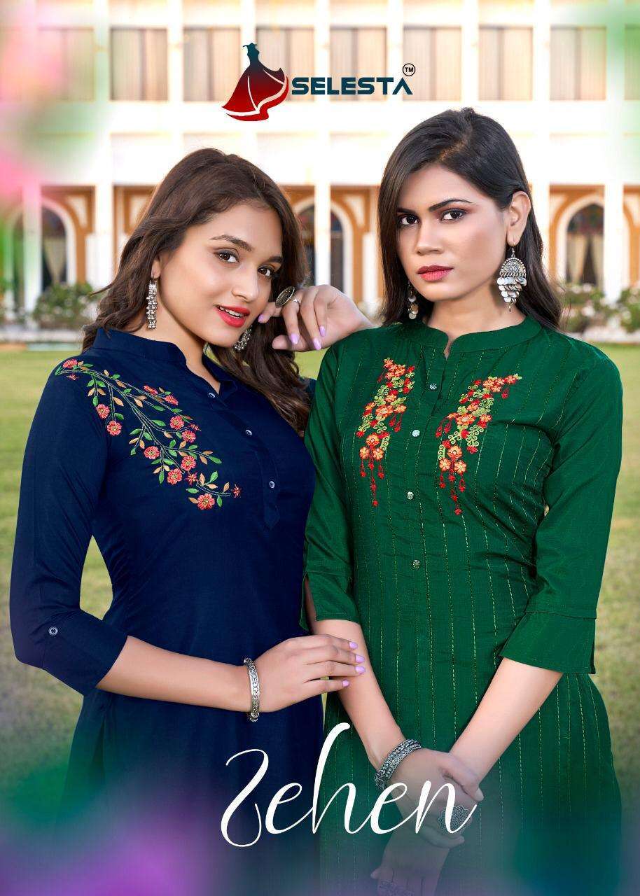 selesta zehen series 1001-1005 pure muslin kurti 