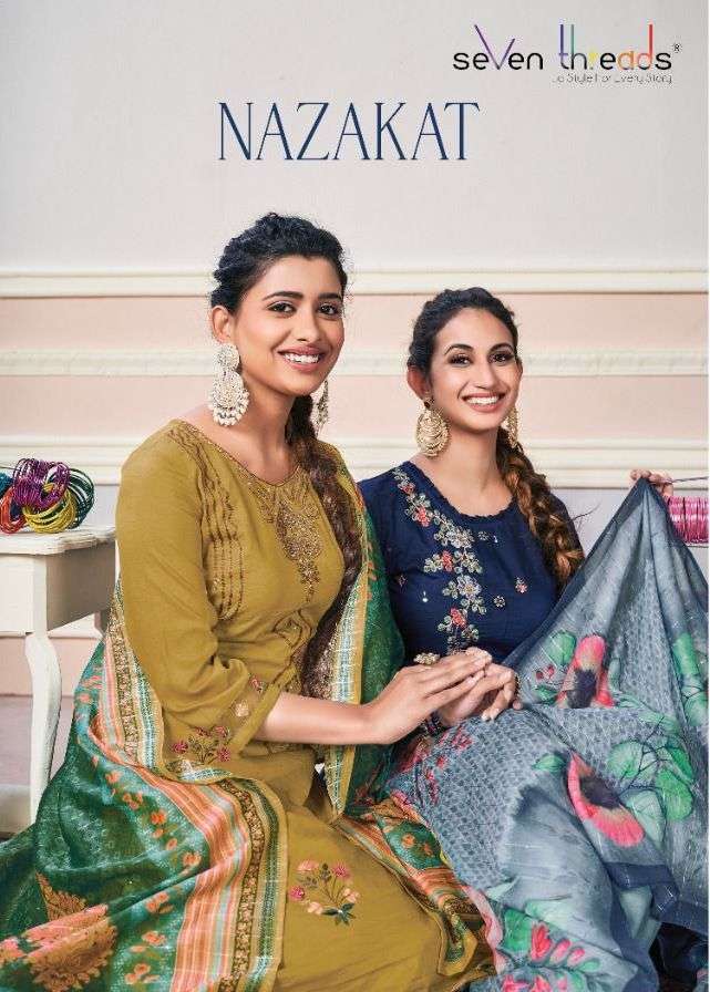 seven threads nazakat series 1001-1007 Bitalian viscose silk readymade suit