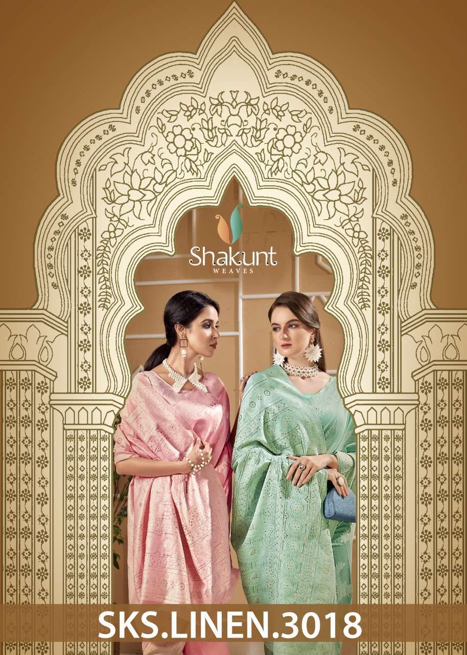 shakunt sks linen 3018 series 14461-14466 linen saree