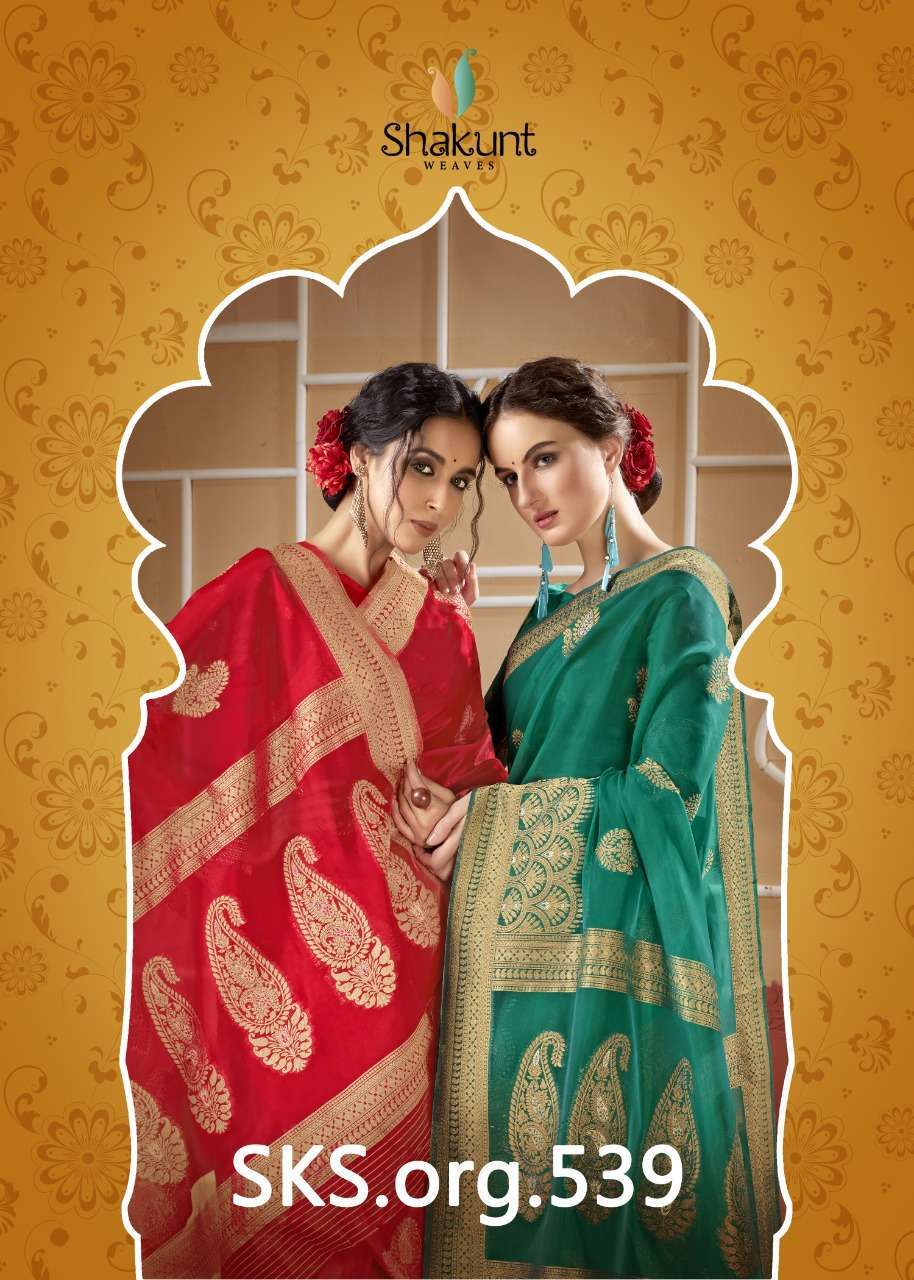 shakunt sks org 539 series 14551-14556 organza saree
