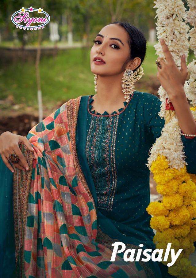 siyoni paisaly series 24001-24006 Pure Butti Muslin Silk suit