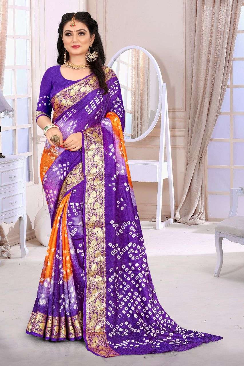 SSM BANDHANI SAREE DESIGNER ART SILK SAREE WITH ZARI WEAVING 