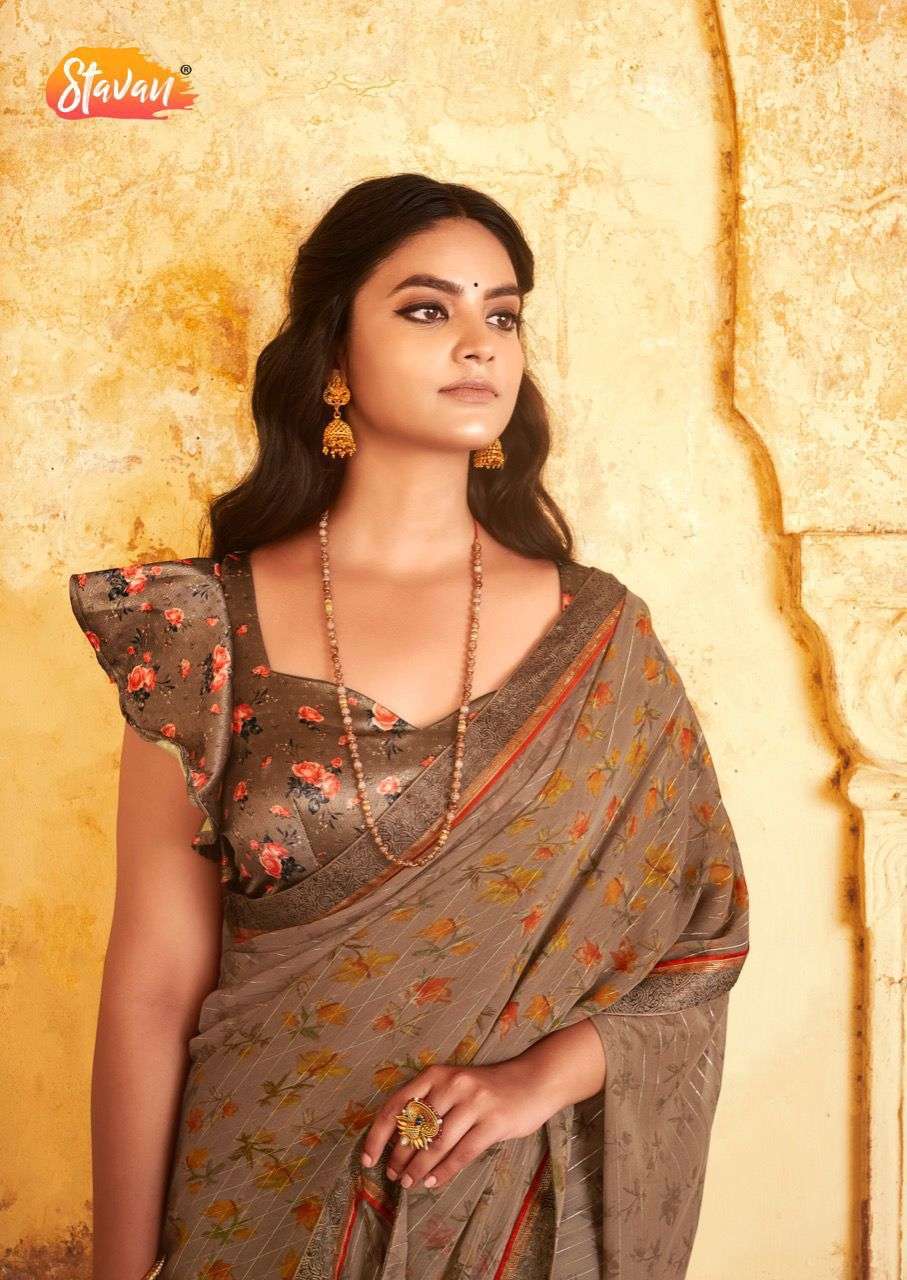 STAVAN RASHI DESIGNER GOTA SATIN BLOUSE SAREE 