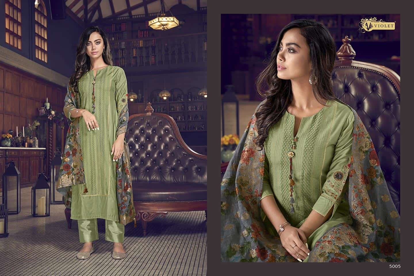 swagat violet series 5001-5012 tussar silk suit 