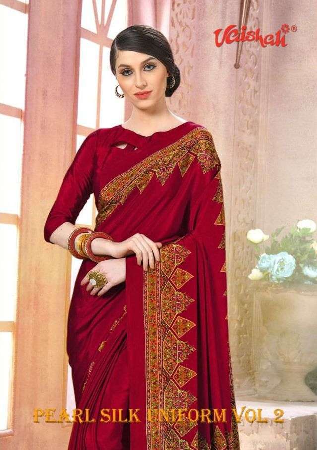 vaishali pearl silk vol 2 silk crape uniform saree