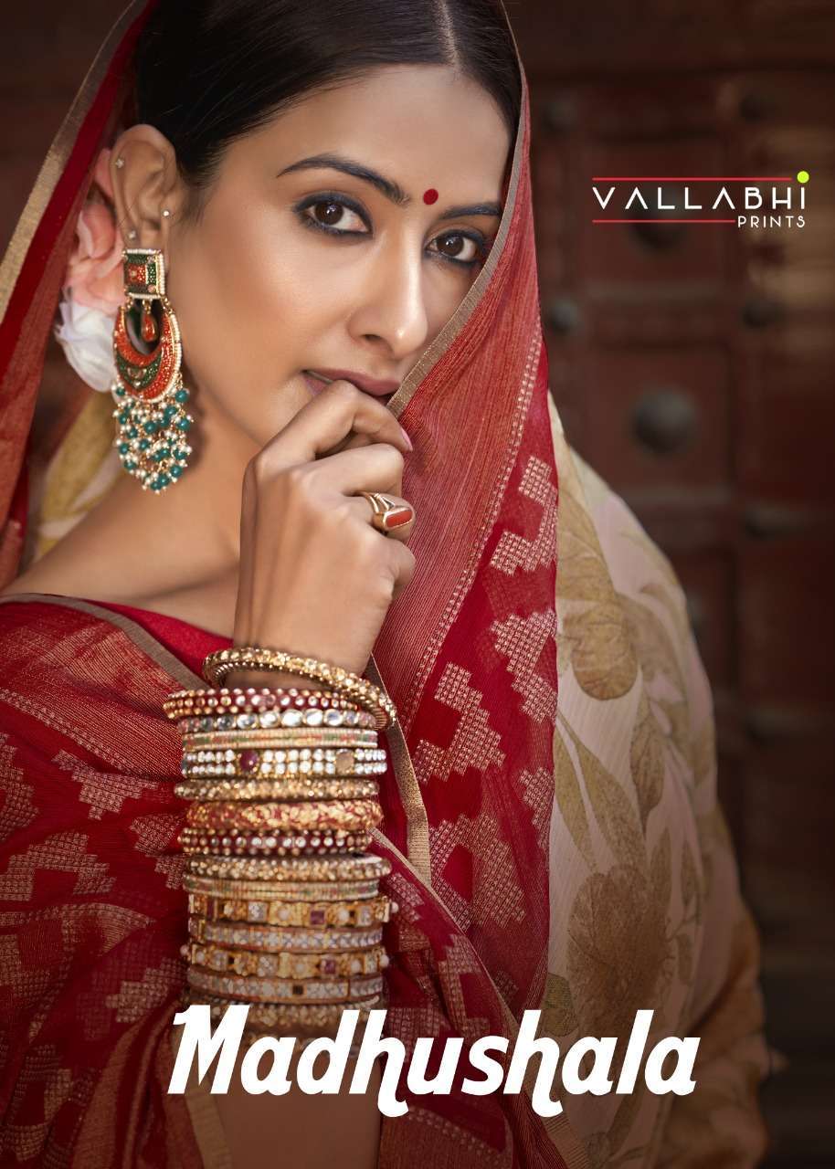 vallabhi prints madhushala series 14761-14768 brasso print saree