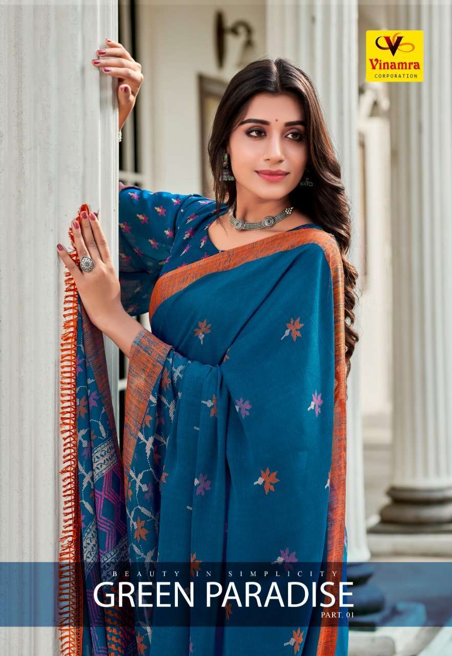vinamra green paradise vol 1 series 101-106 georgette saree