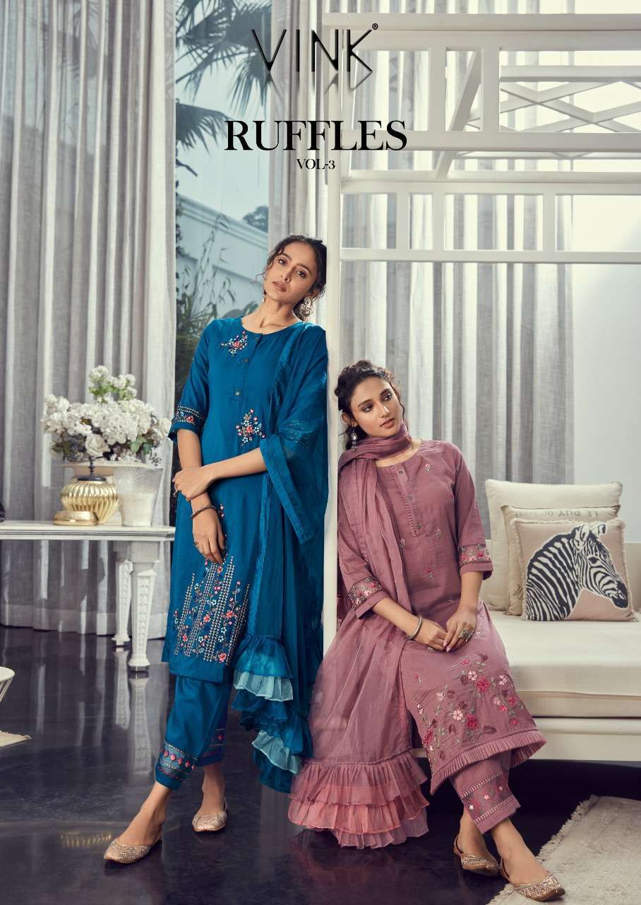 vink ruffles vol 3 series 1461-1466 silk readymade suit