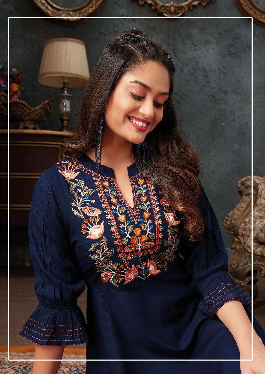 Aarvi Fashion Myra Vol-8 series 6011-6016 rayon slub kurti 