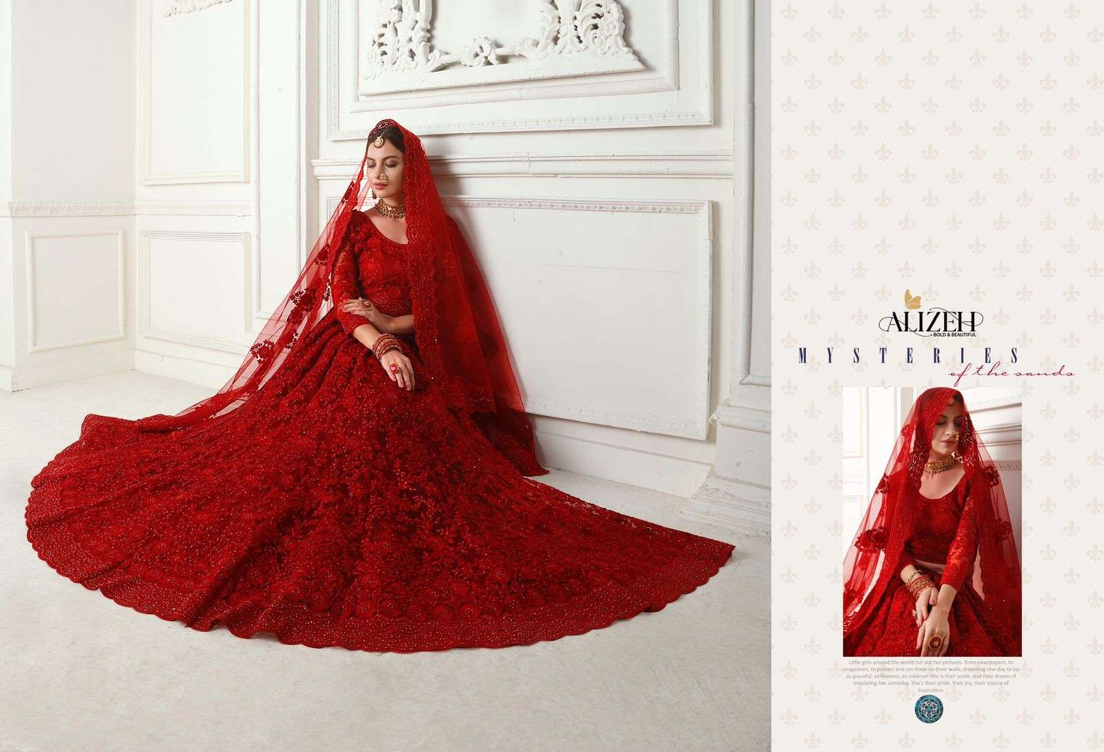 ALIZEH 1003 DESIGNER HEAVY BUTTERFLY NET LEHENGA 
