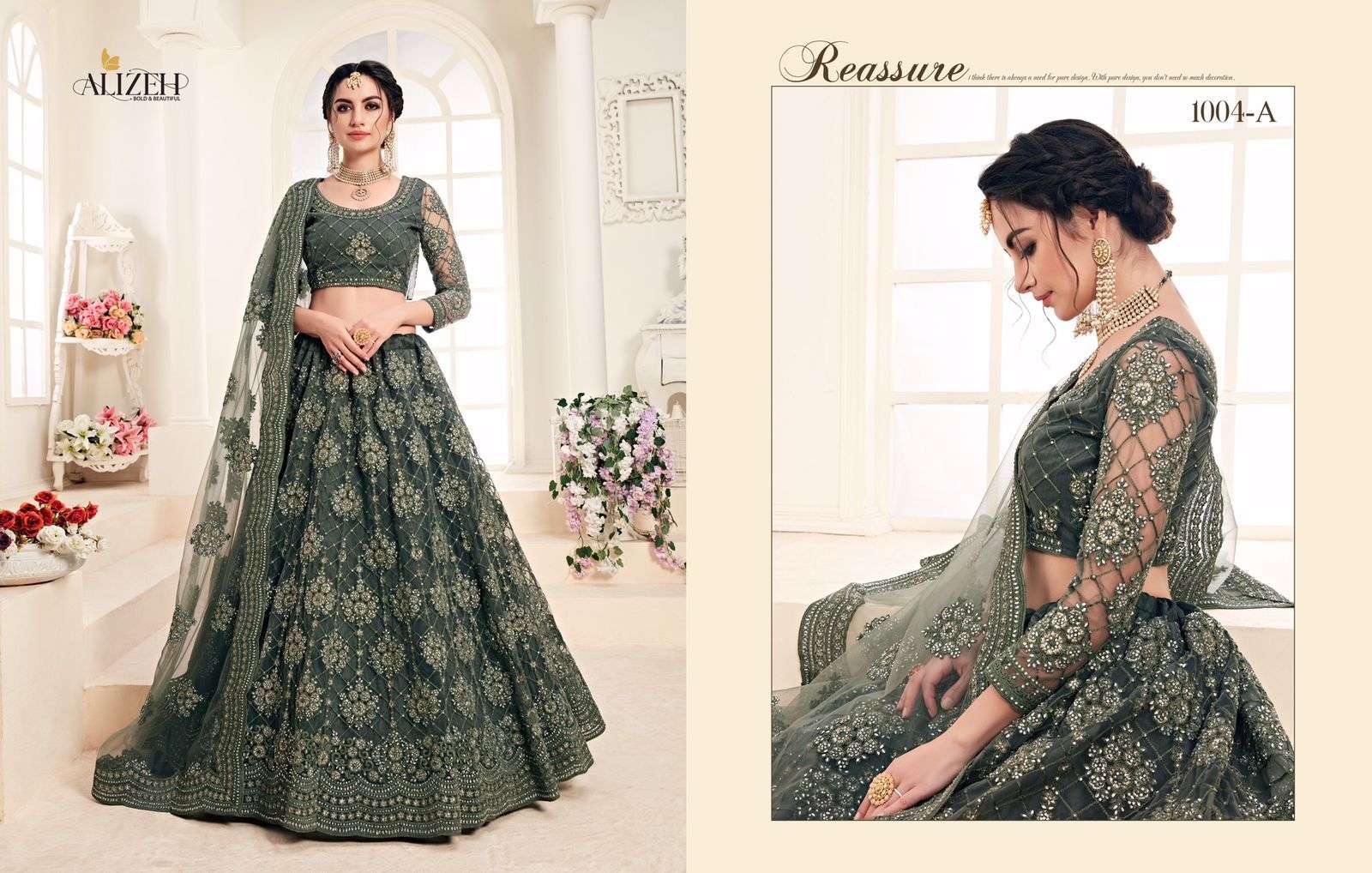 ALIZEH BRIDAL HERITAGE COLOUR SAGA VOL-1 1004 DESIGNER FANCY LEHENGA 