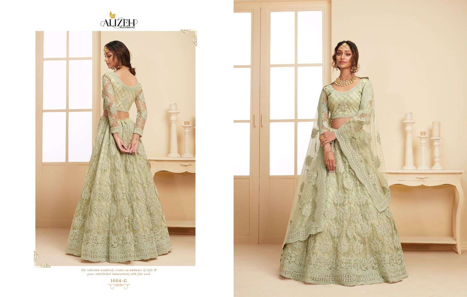 ALIZEH THE WHITE BRIDE 1004-G DESIGNER NET LEHENGA 