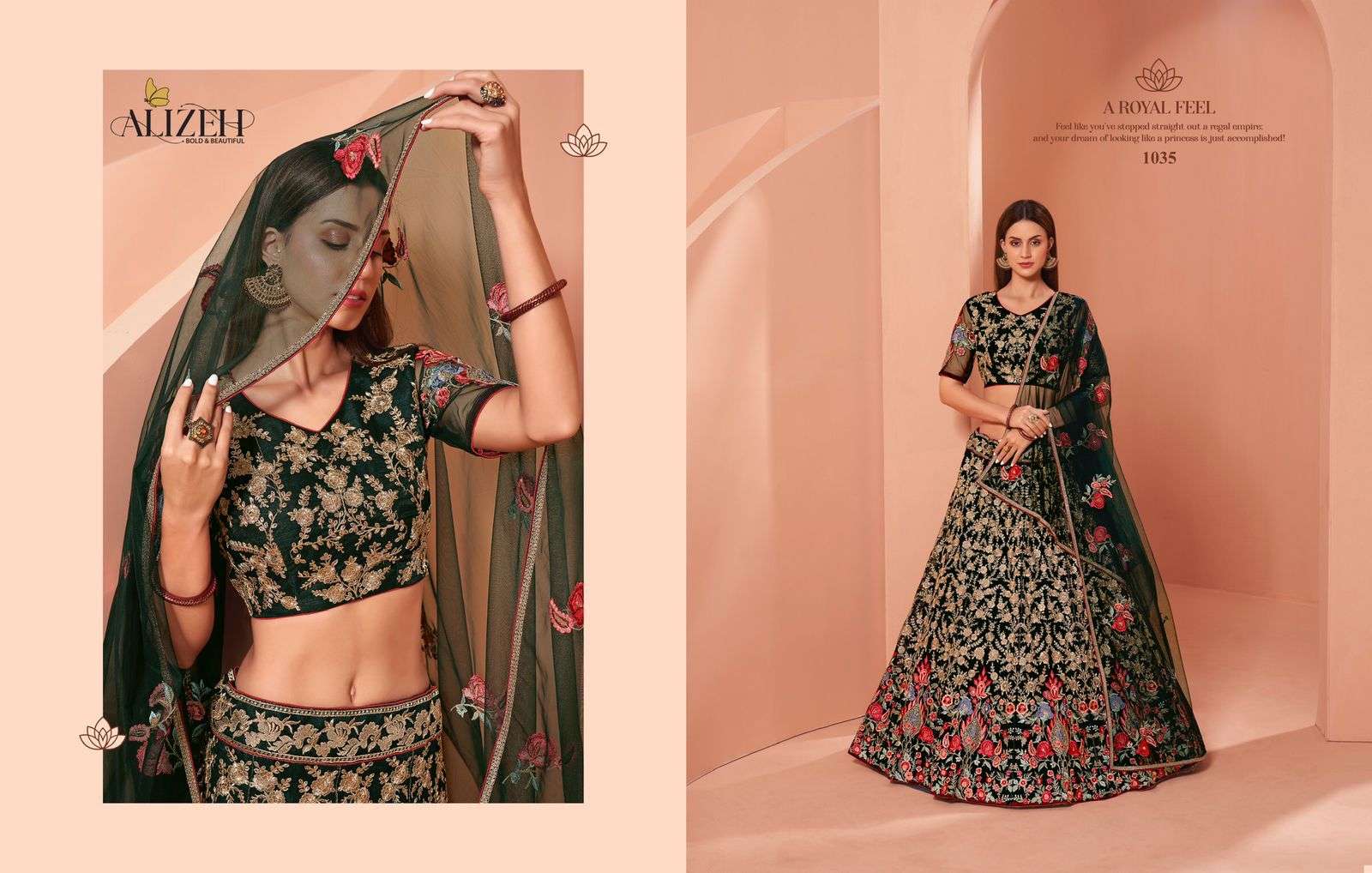 ALIZEH WEDDING AFFAIR VOL-2 HIT DESIGN 1035 DESIGNER NET WITH BANGLORI LEHENGA 