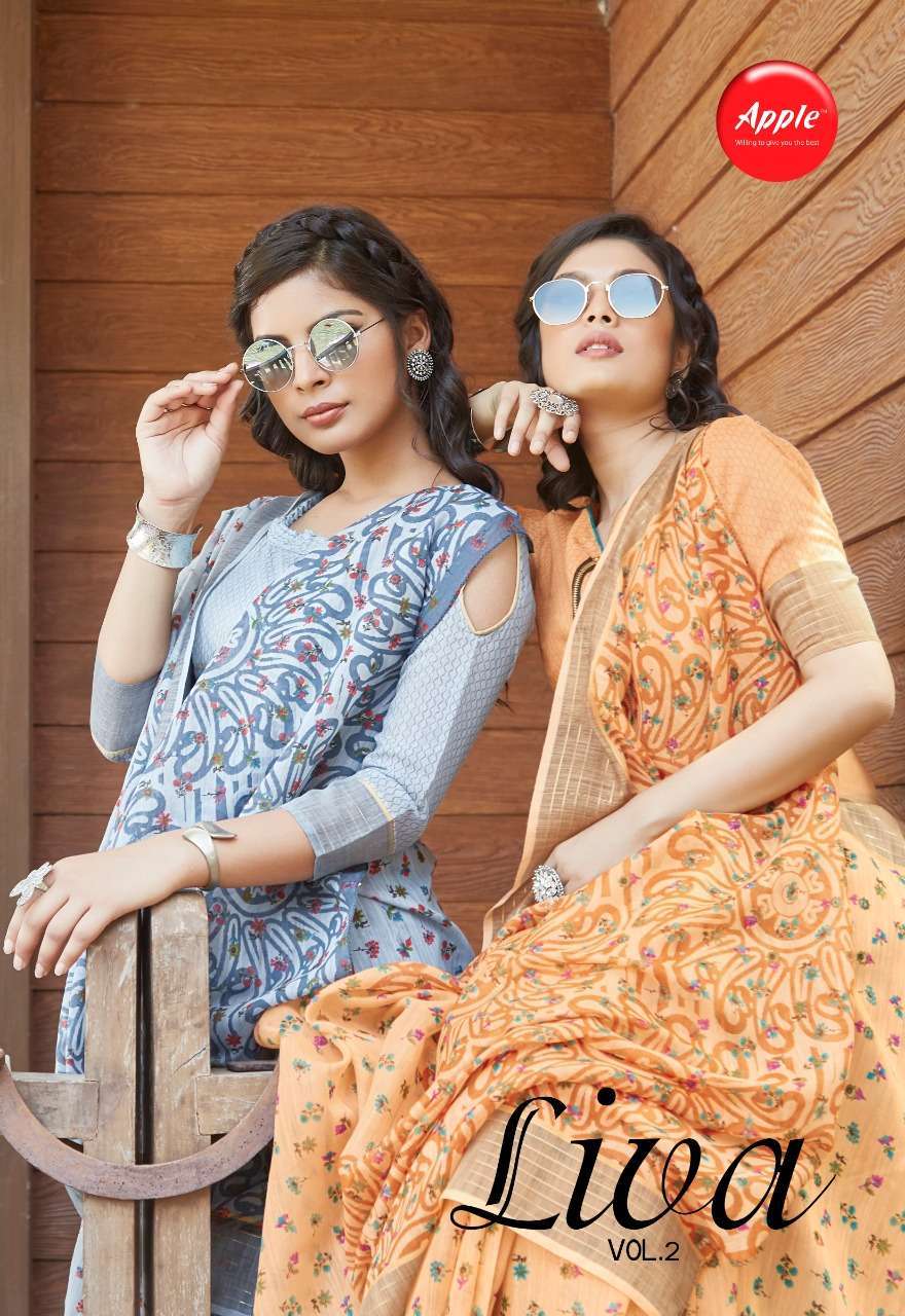 Apple Liva Vol 2 series 201-212 linen cotton saree