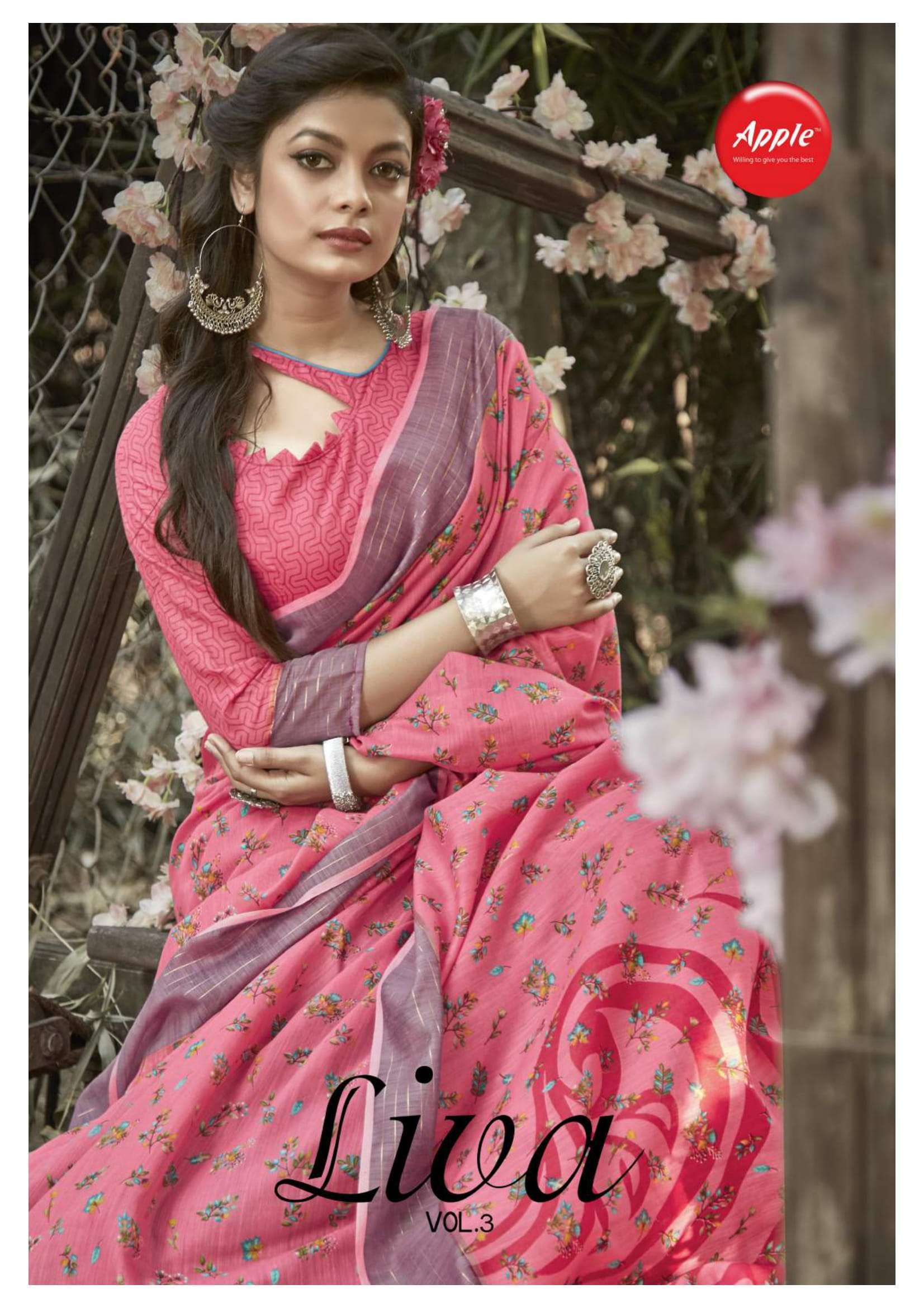 apple liva vol 3 series 301-308 soft linen saree