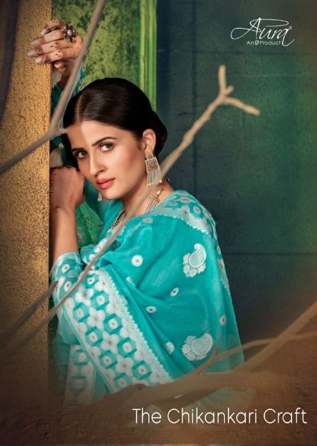 aura The Chikankari Craft  series 7801-7806 Chanderi Cotton saree