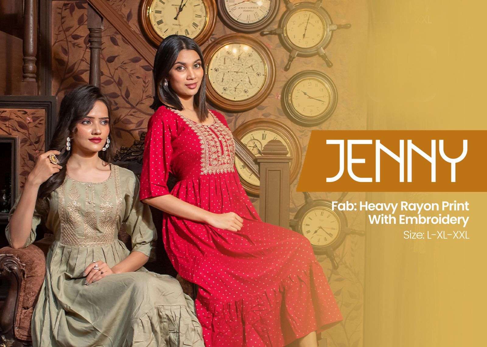 beauty queen jenny series 101-108 heavy rayon print kurti 