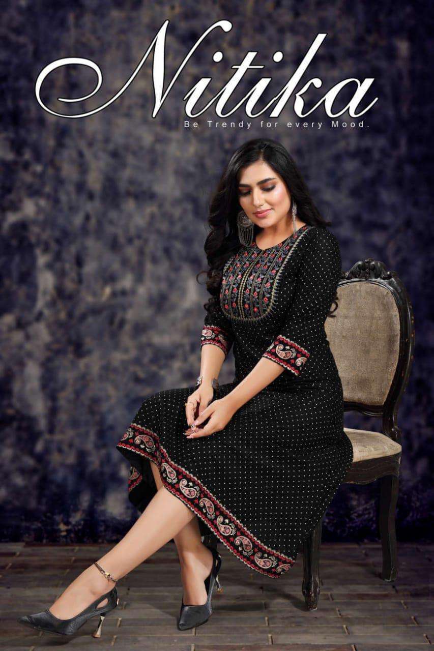beauty queen nitika series 8127 heavy rayon 14 kg kurti 
