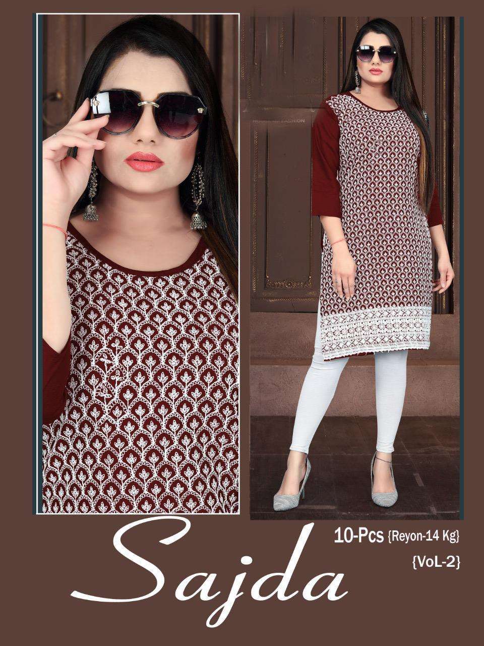 beauty queen sajda series 001-010 Heavy Rayon 14 Kg kurti