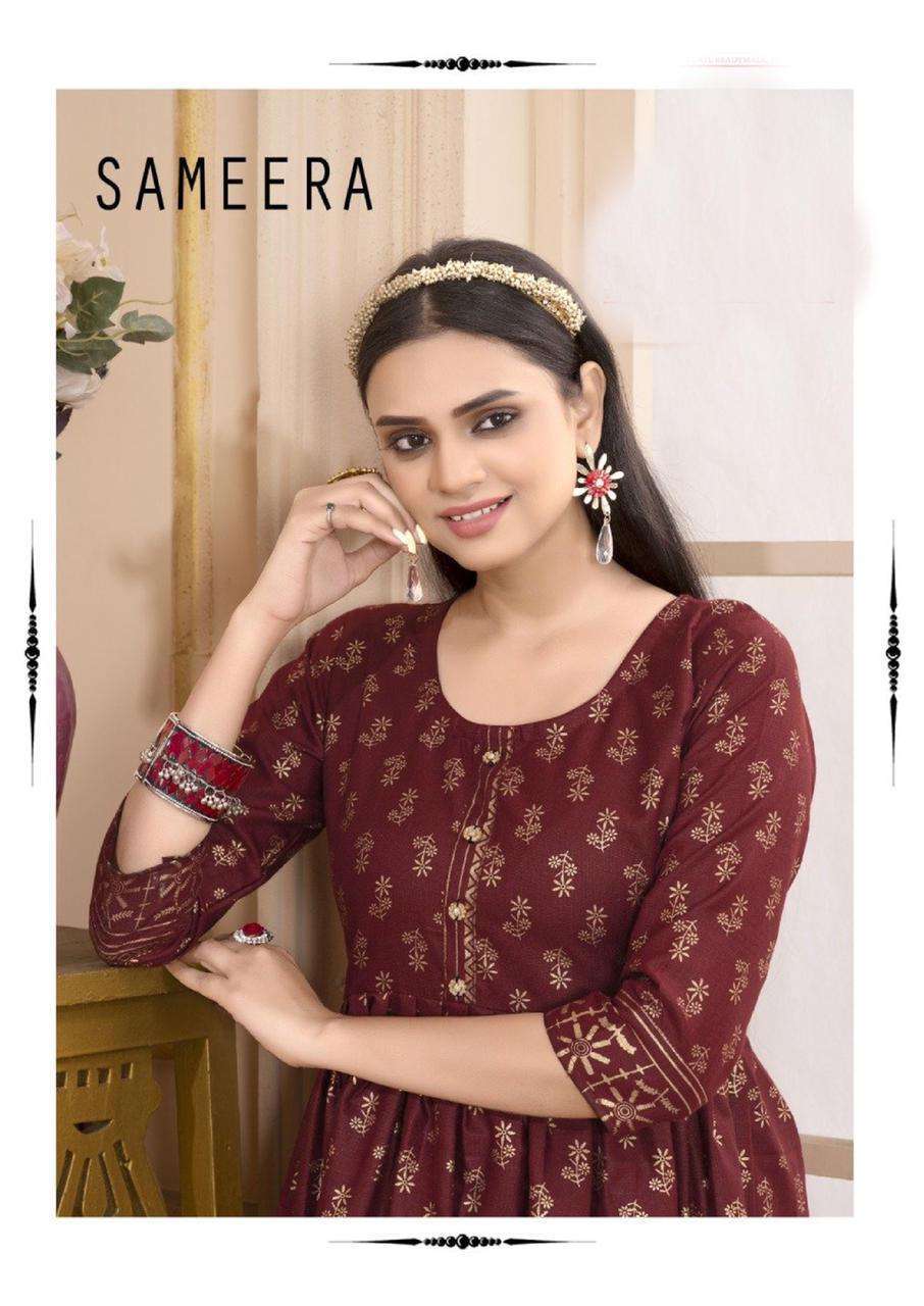 beauty queen sameera series 1001-1007 heavy rayon kurti 