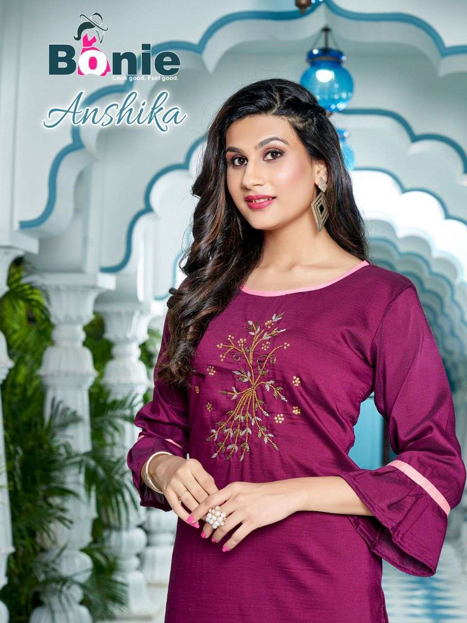 bonie anshika series 1001-1006 heavy silk kurti 