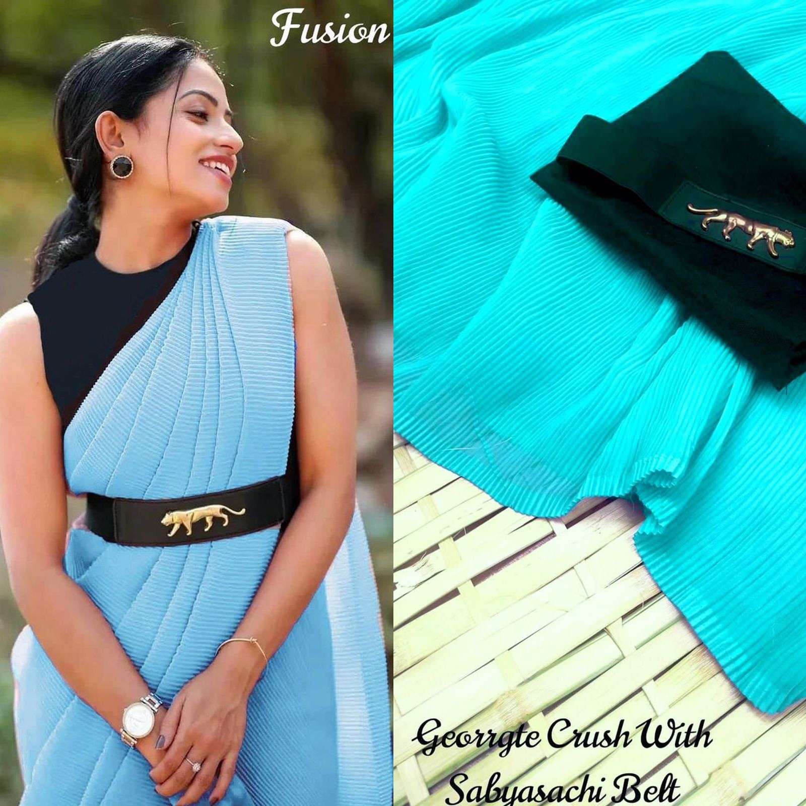 BT-13 SABYASACHI DESIGNER MAGIC GEORGETTE BELT SAREE 