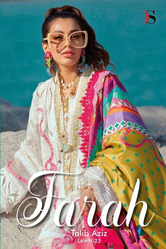 deepsy farah talib aziz lawn 22 series 1141-1146 pure cotton suit