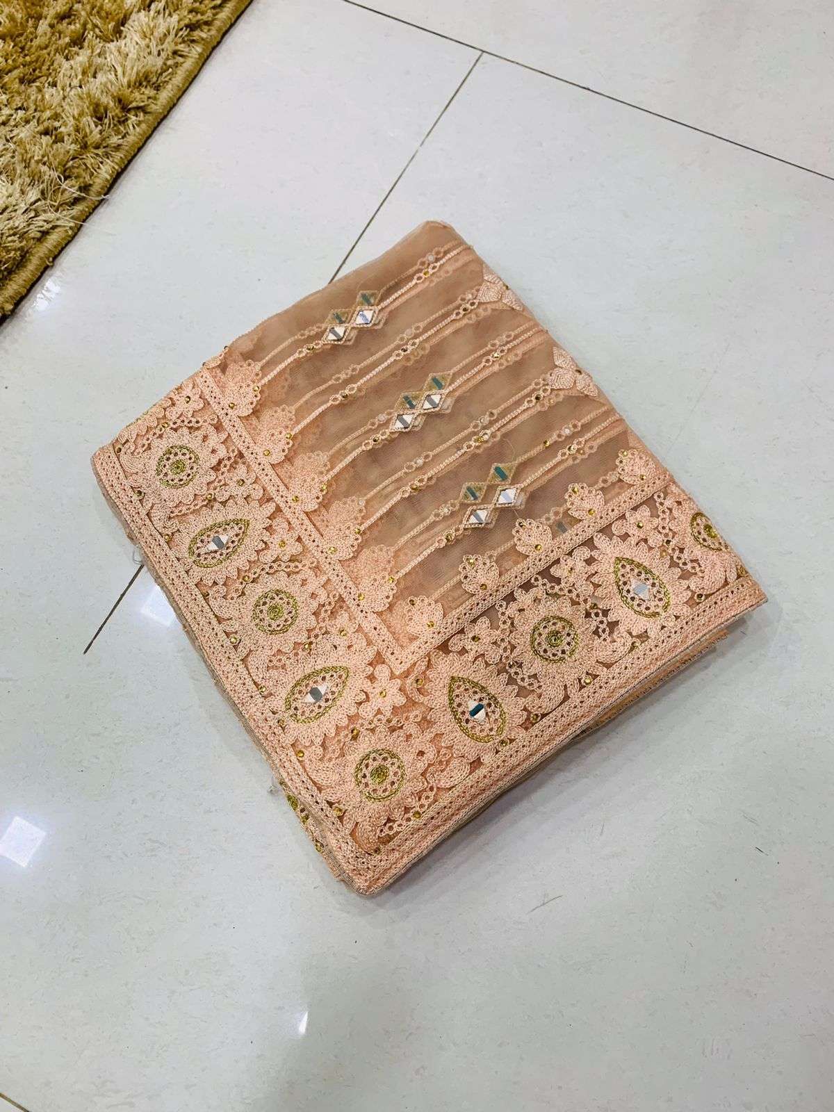divya 4061 net embroidery real mirror work saree collection