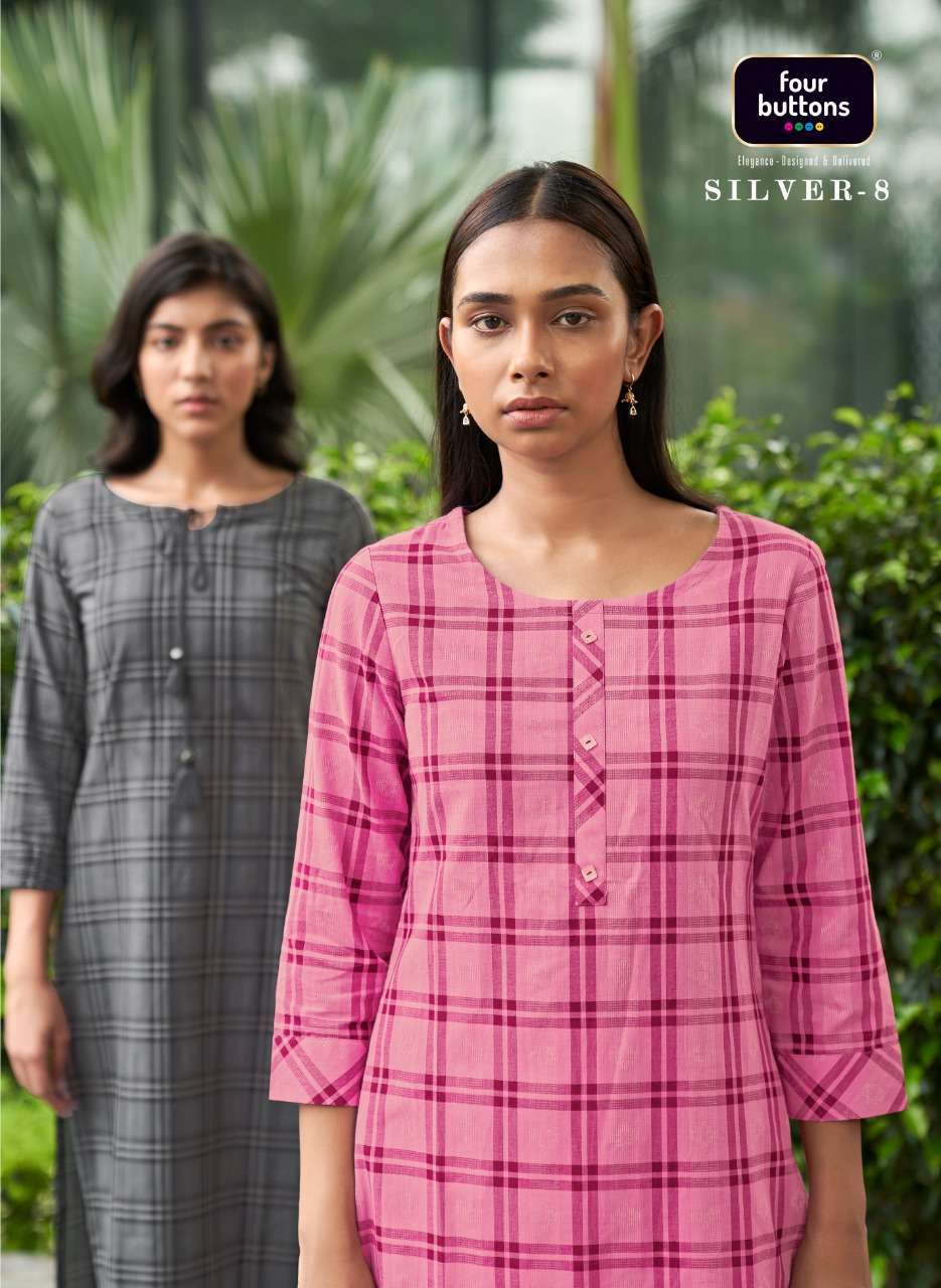 four buttons silver vol 8 series 1691-1696 pure cotton kurti 