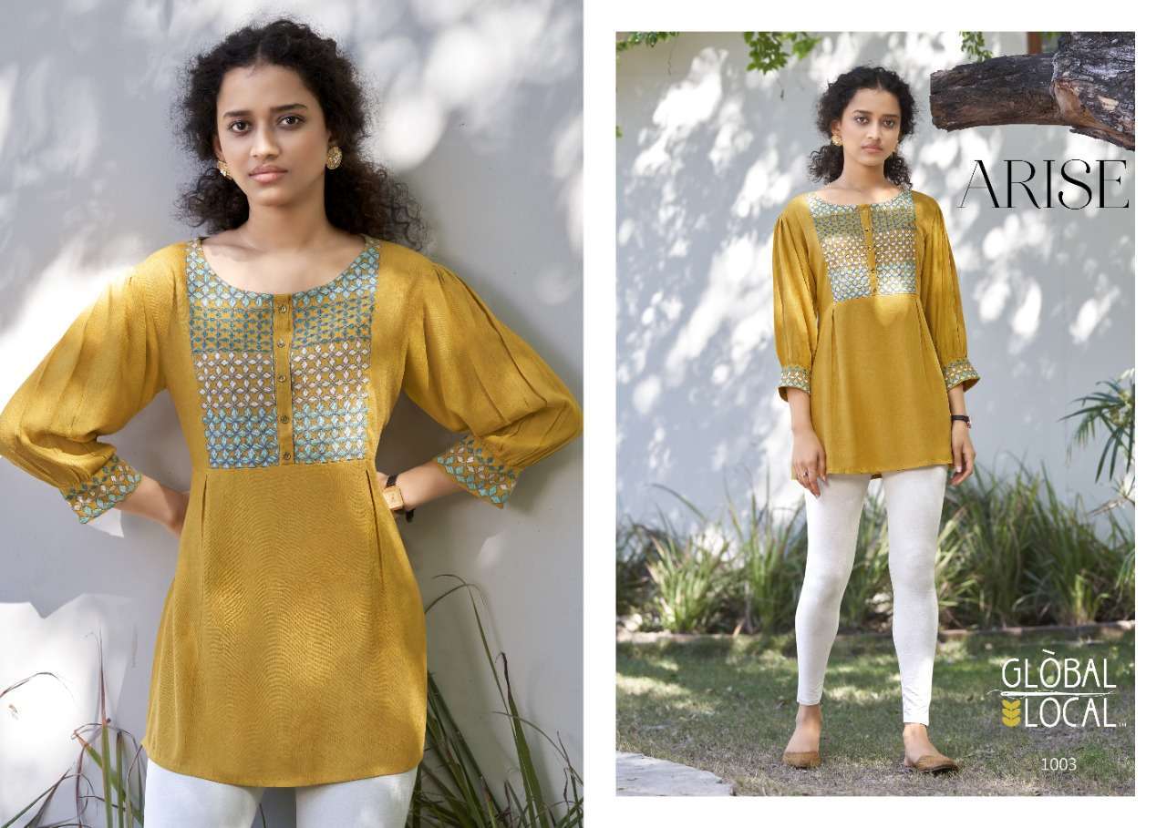 global local arise series 1001-1004 Crinkled rayon top