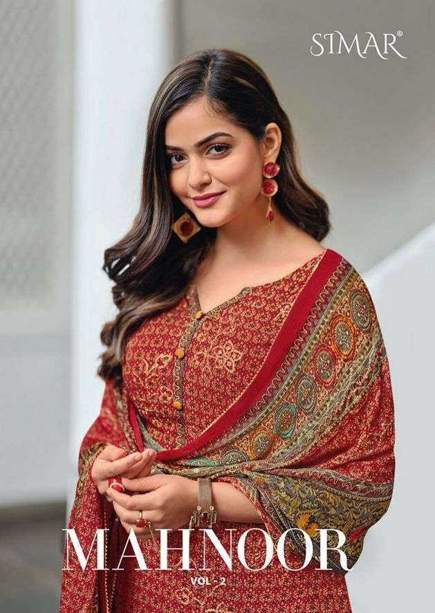 glossy mahnoor vol 2 series 9558-9565 viscose muslin suit 