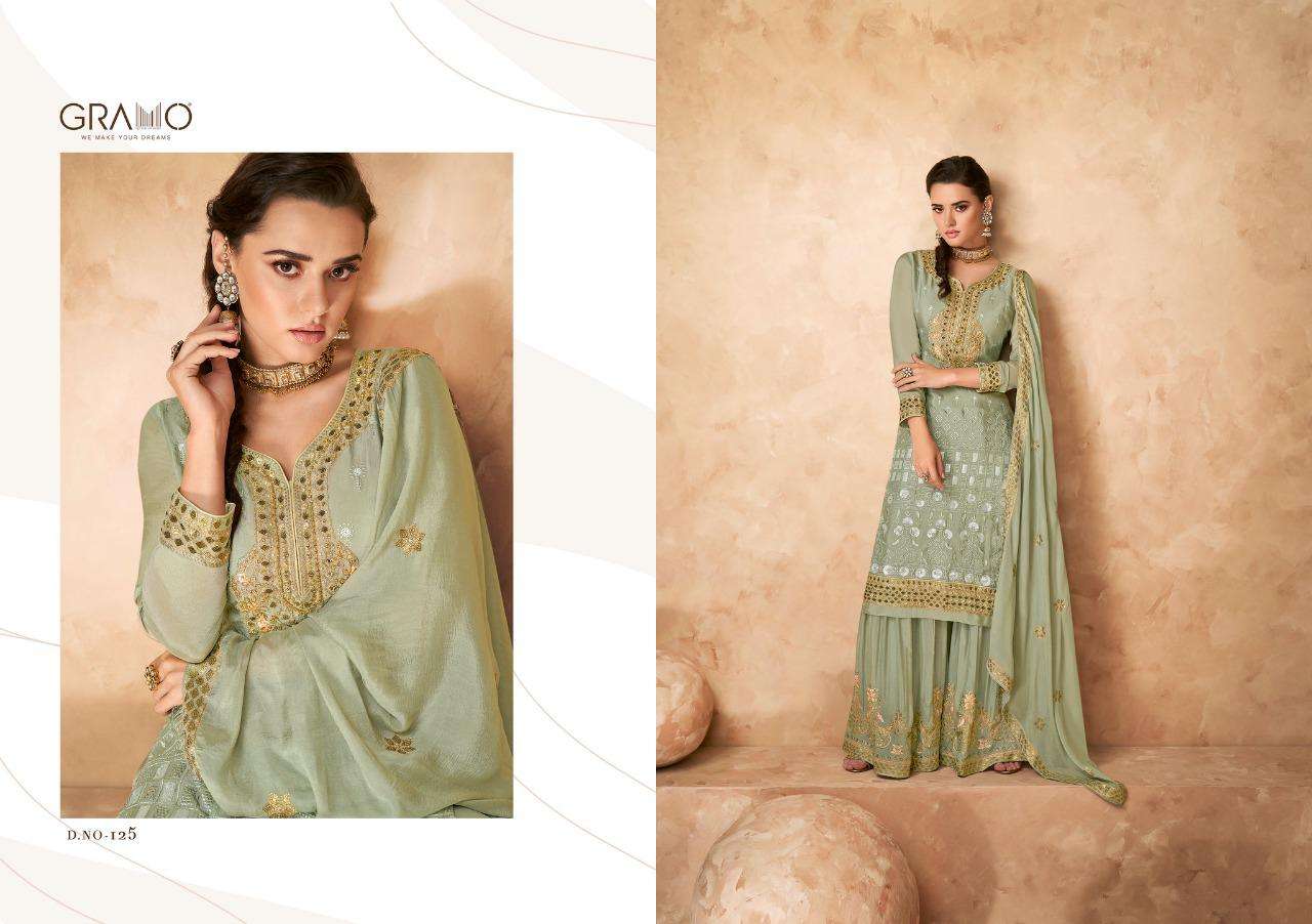 GRAMO NAVABI VOL-3 DESIGNER HEAVY REAL FAUX GEORGETTE SUITS 