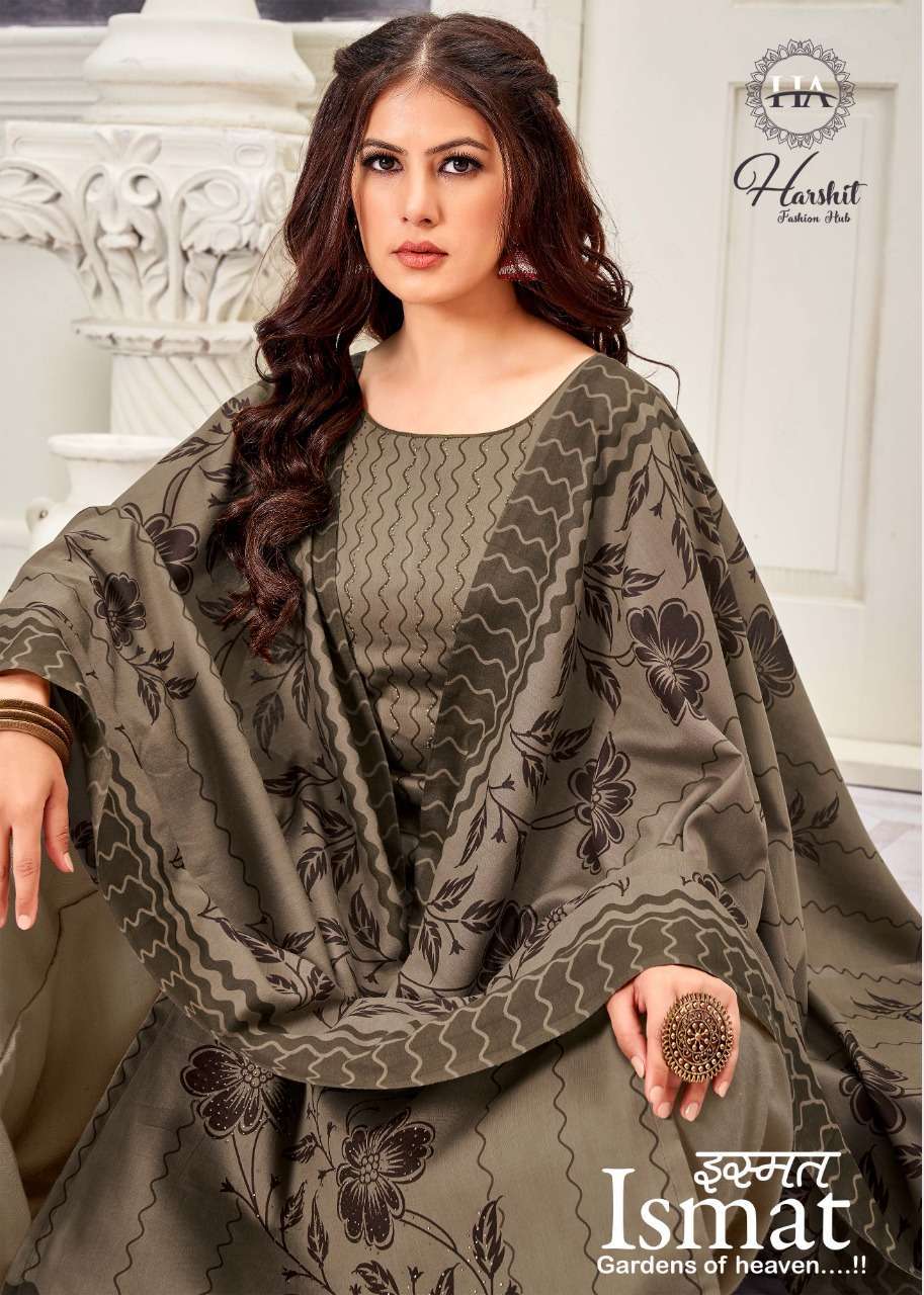 harshit fashion ismat series 894001-894010 pure jam print suit 