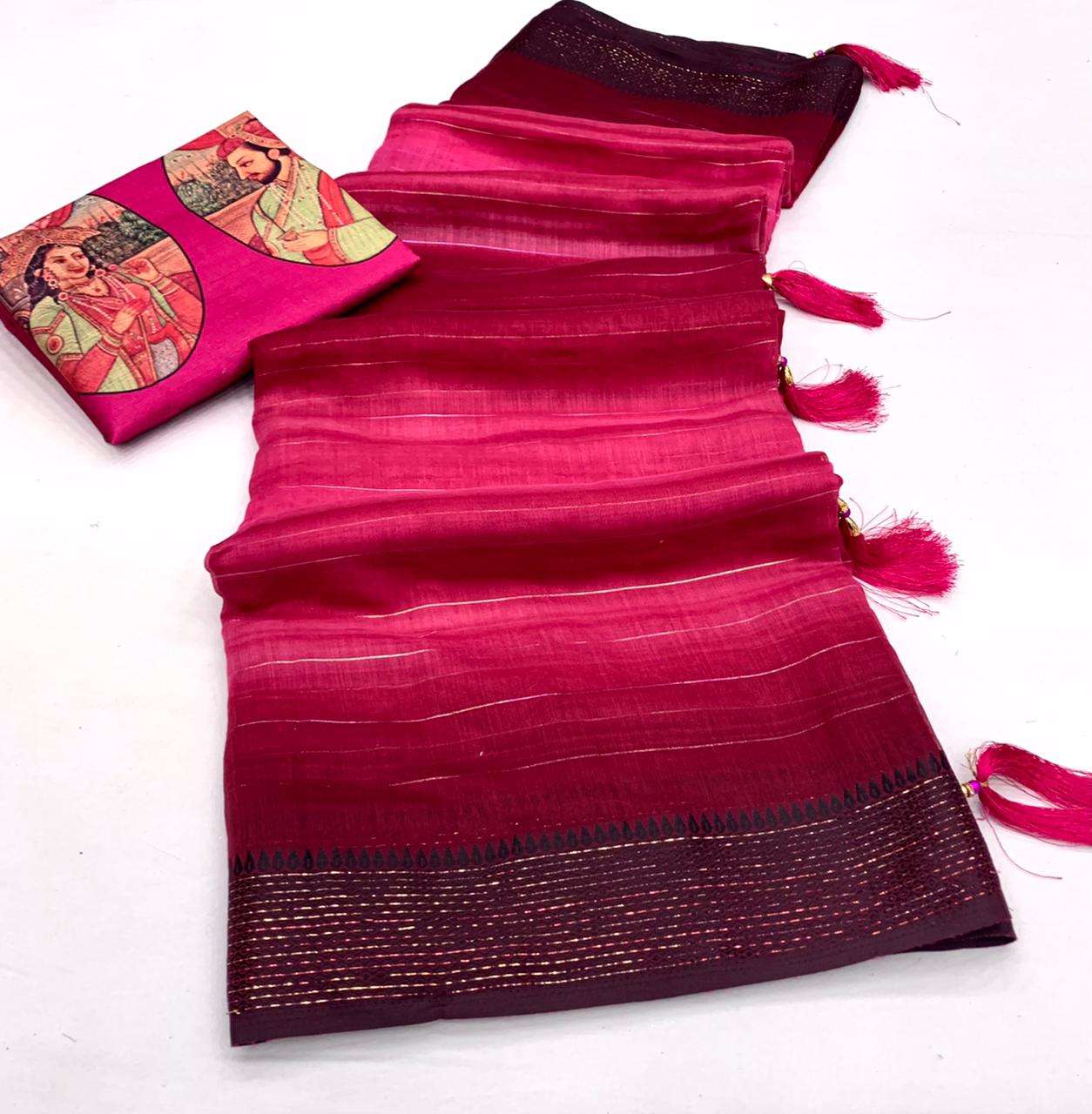 HASTKALA DESIGNER LINEN COTTON SAREE