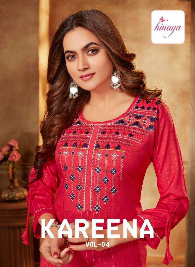 hinaya kareena vol-4 series 12001-12008 heavy rayon lurex kurti 