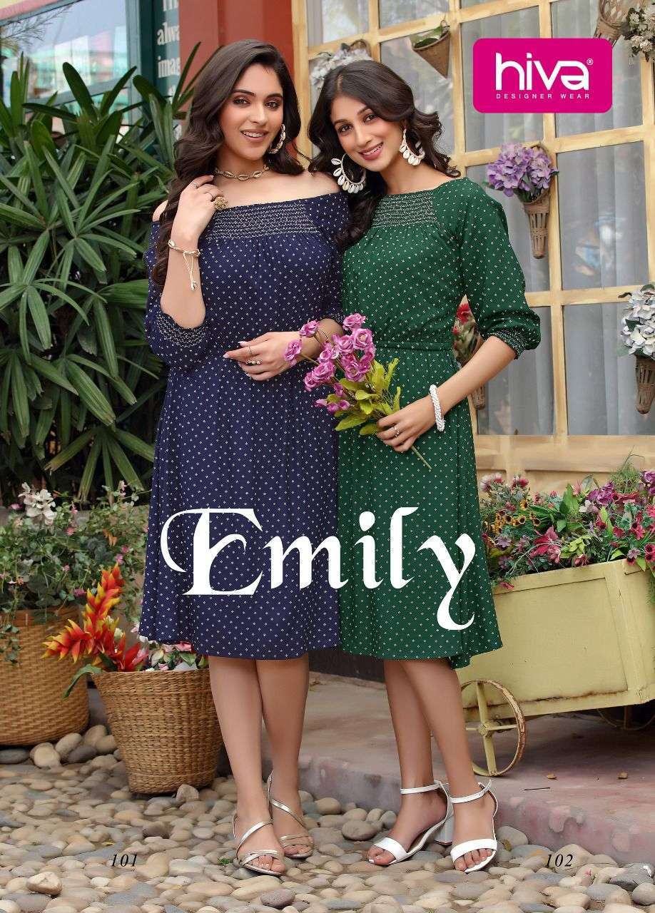 hiva emily series 101-106 rayon kurti 